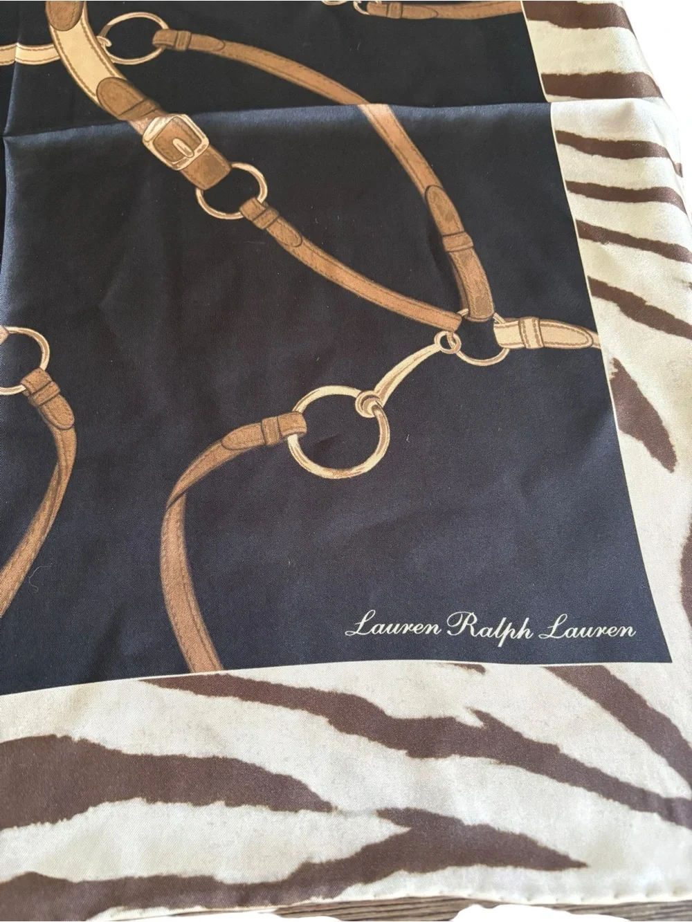 Women’s Lauren Ralph Lauren Square Silk Scarf Brindle Pattern 25x25